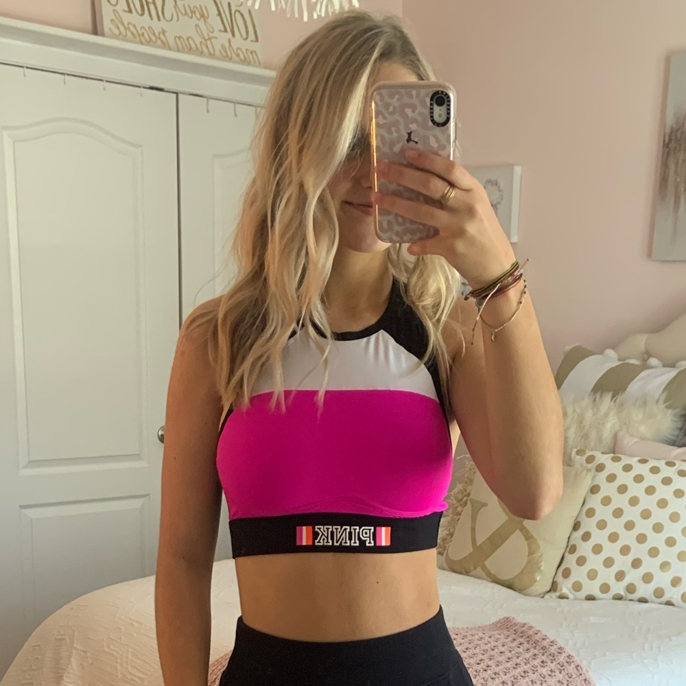 Pink sports bra